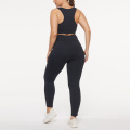 Drop Shipping Plus Size Sports Wear Racer Back High Waist Yoga Set Big Size Two Piece Black Activewear
